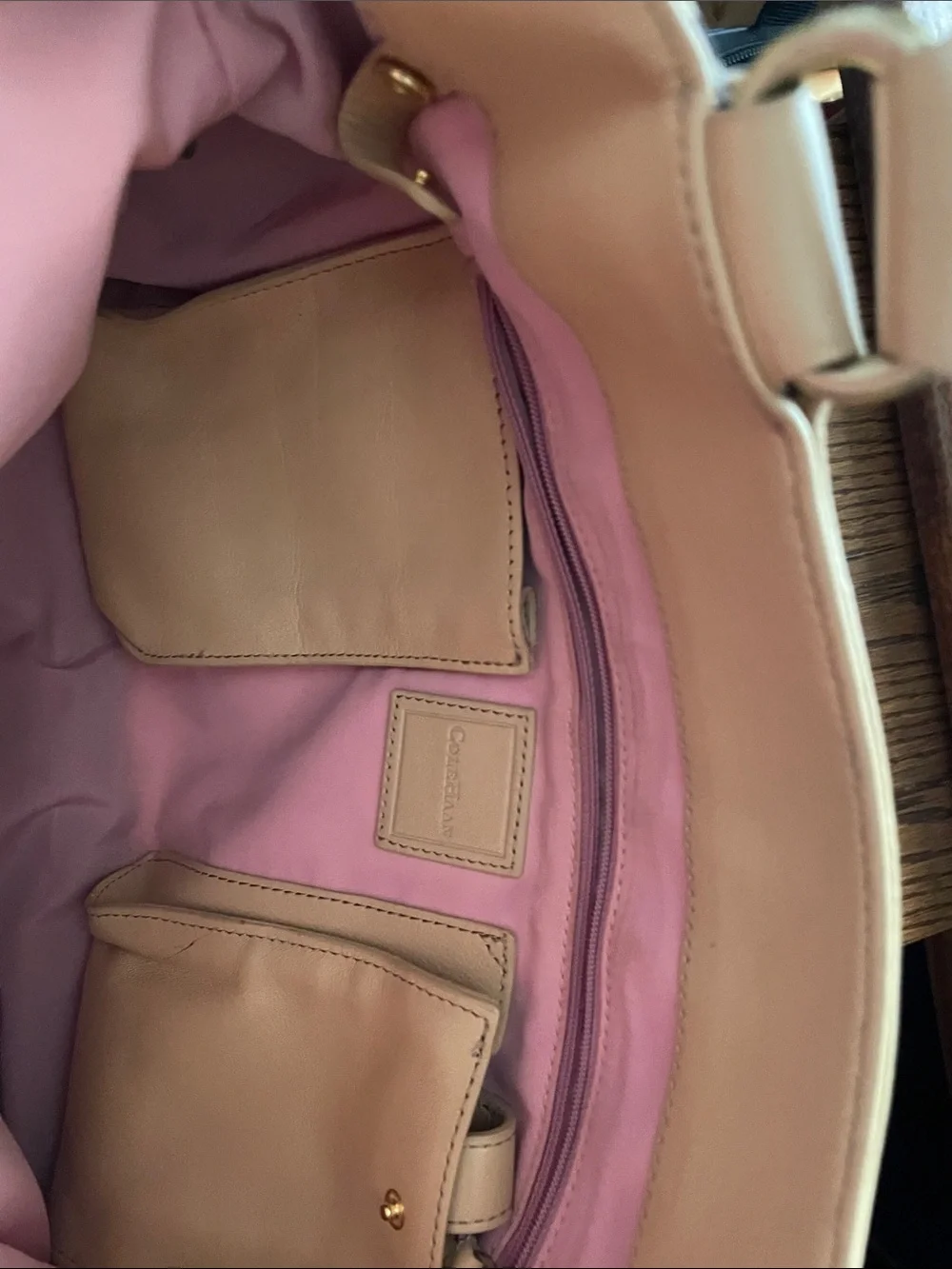 Cole Hasn Floral Pattern Bag with Beige Trim